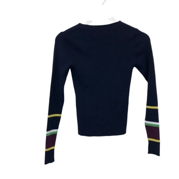 Zara Knit Navy Blue Stripe Sweater Top - Picture 5 of 7